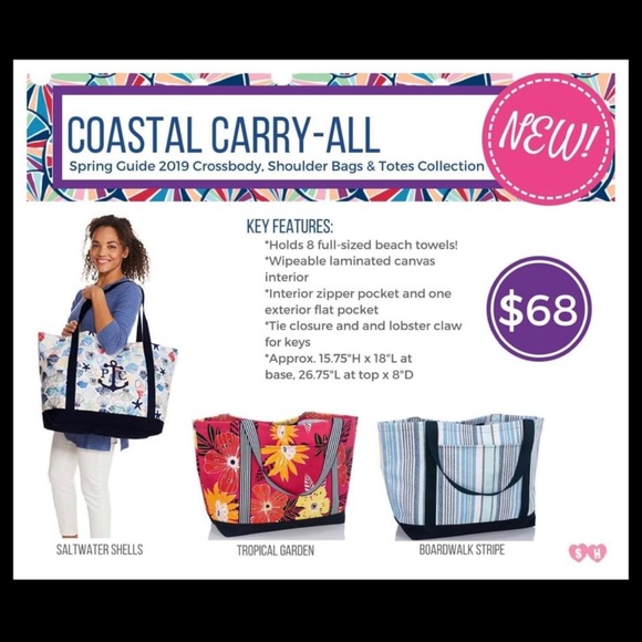 New in bag, never used.  Thirty-One Coastal Carry All “Boardwalk Stripe pattern” - Picture 3 of 3